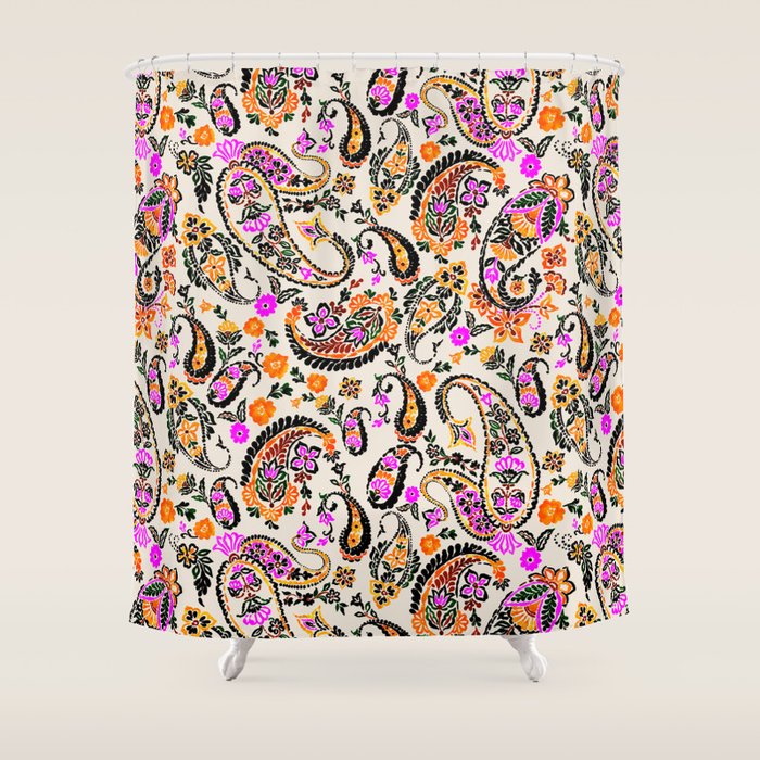 Vibrant paisley print Shower Curtain Gallery Image 1