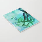 Octopus blue green mixed media underwater artwork Notebook Gallery Image 3