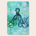 Octopus blue green mixed media underwater artwork Cutting Board Gallery Image 1