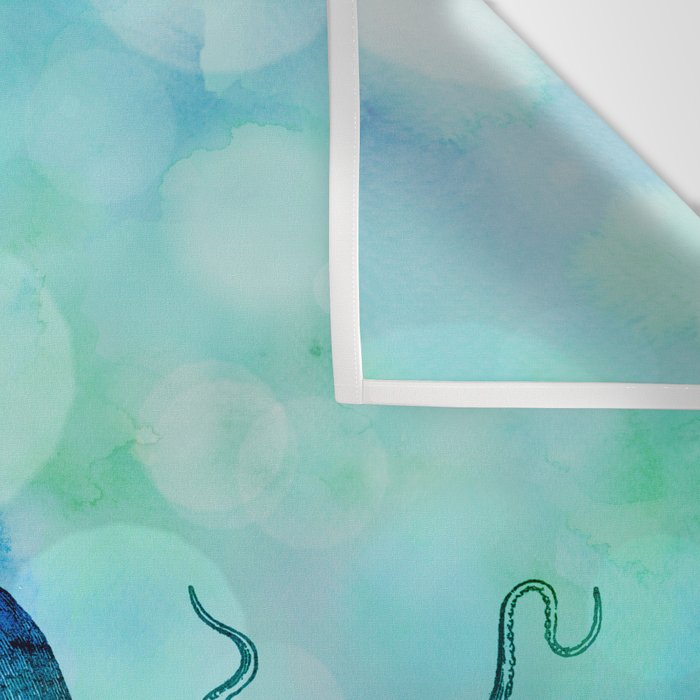 Octopus blue green mixed media underwater artwork Wall Tapestry Gallery Image 3