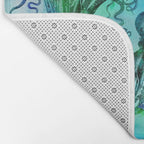 Octopus blue green mixed media underwater artwork Bath Mat Gallery Image 2