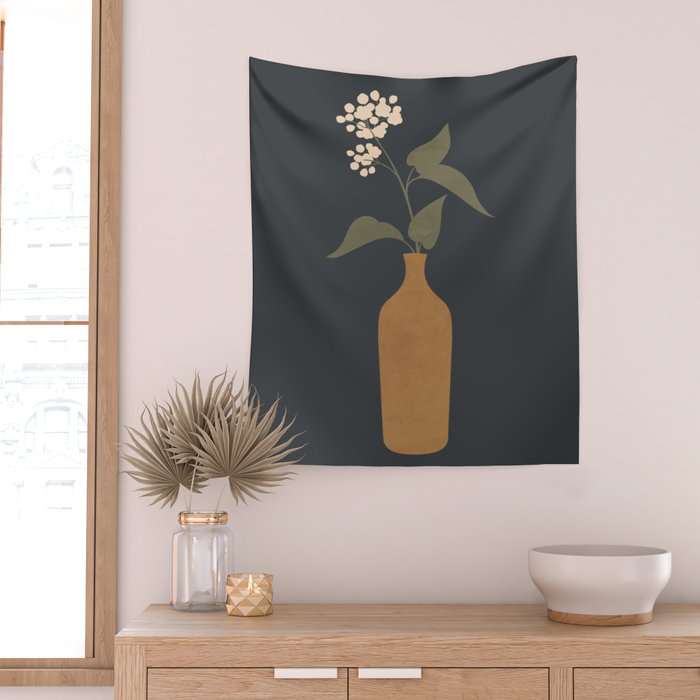 Minimal Abstract Art Vase Flower 10 Wall Tapestry Gallery Image 2