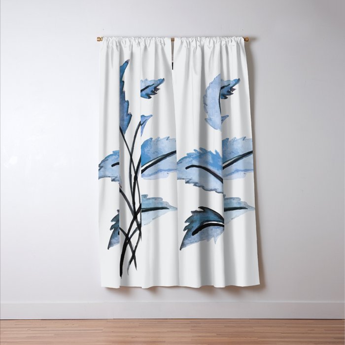 Blue leaves Window Curtain Gallery Image 3