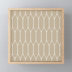 Long Honeycomb Geometric Minimalist Pattern in White and Neutral Flax Mini Art Print Gallery Image 1