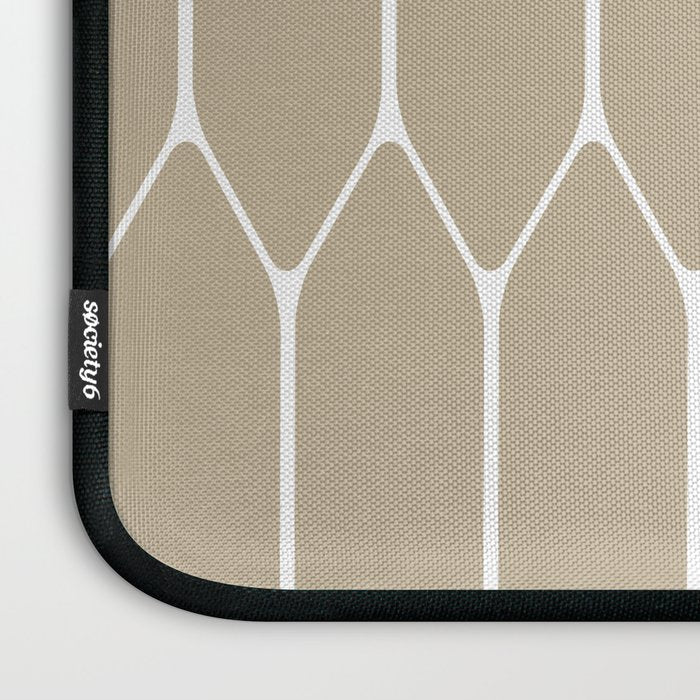 Long Honeycomb Geometric Minimalist Pattern in White and Neutral Flax Laptop Sleeve Gallery Image 3