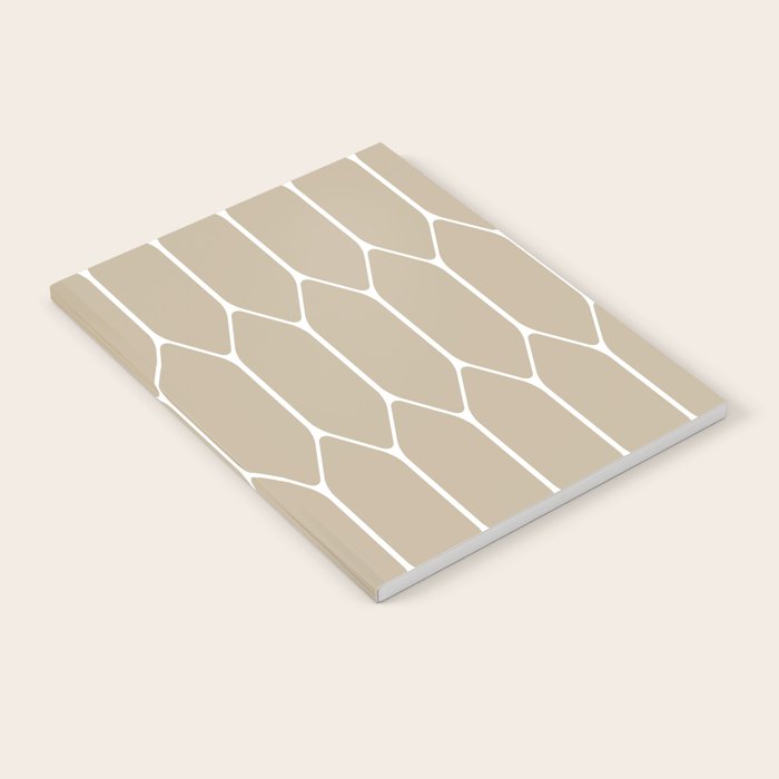 Long Honeycomb Geometric Minimalist Pattern in White and Neutral Flax Notebook Gallery Image 2