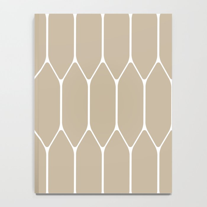 Long Honeycomb Geometric Minimalist Pattern in White and Neutral Flax Notebook Gallery Image 4
