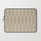 Long Honeycomb Geometric Minimalist Pattern in White and Neutral Flax Laptop Sleeve Gallery Image 1
