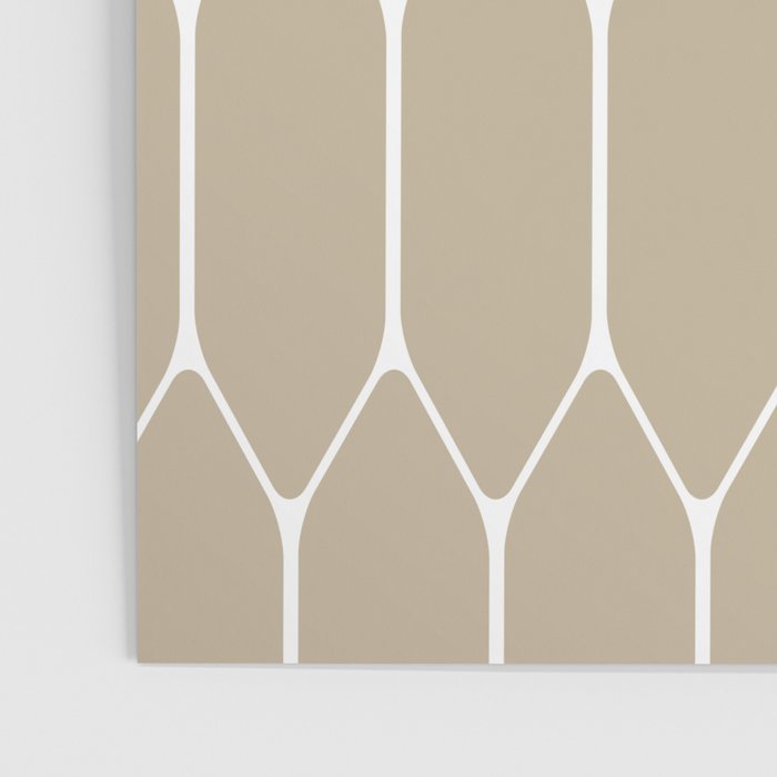 Long Honeycomb Geometric Minimalist Pattern in White and Neutral Flax Poster Gallery Image 3