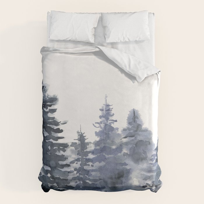 Blue Forest, Abstract Watercolor Duvet Cover Gallery Image 6