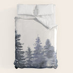 Blue Forest, Abstract Watercolor Duvet Cover Gallery Image 6