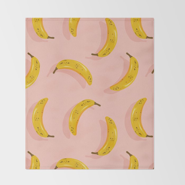 Banana Pattern - Blush Throw Blanket Gallery Image 2