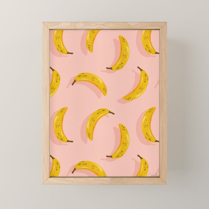 Banana Pattern - Blush Mini Art Print Gallery Image 1