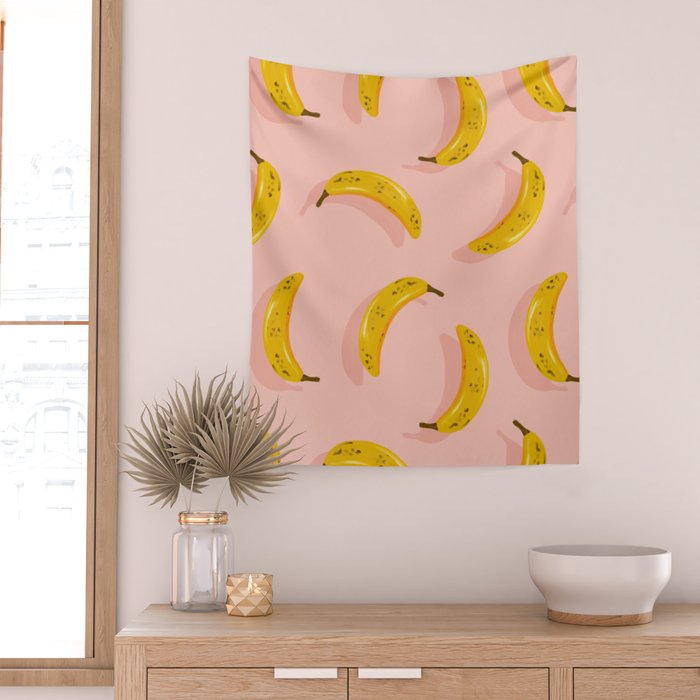 Banana Pattern - Blush Wall Tapestry Gallery Image 2