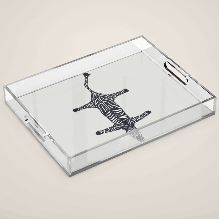 Abstract modern minimalistic zebras pattern  Acrylic Tray Gallery Image 1
