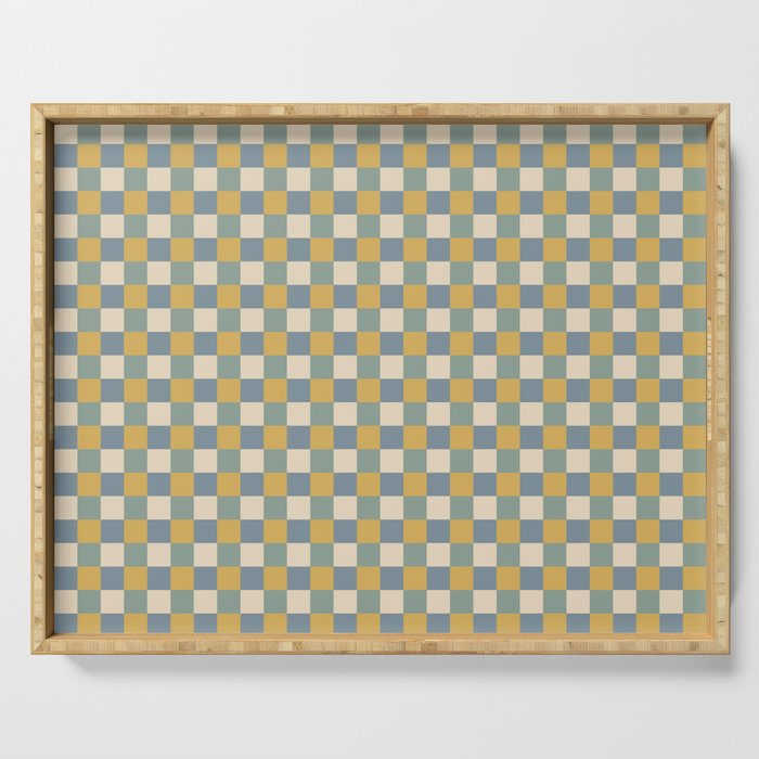 Checkered Multicolor Pattern XXVI Natural Summer Serving Tray Gallery Image 1