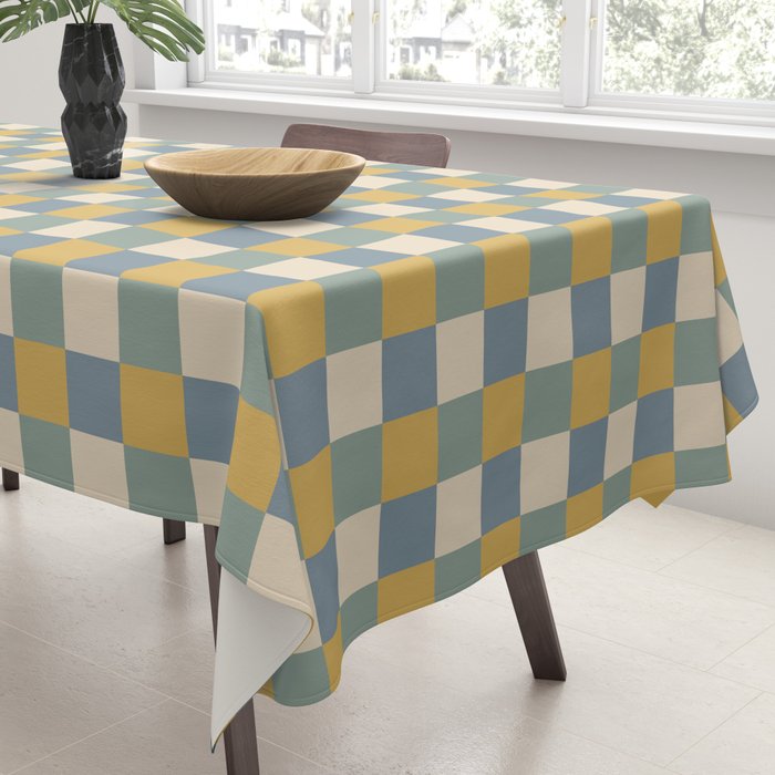 Checkered Multicolor Pattern XXVI Natural Summer Tablecloth Gallery Image 3