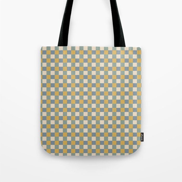 Checkered Multicolor Pattern XXVI Natural Summer Tote Bag Gallery Image 1