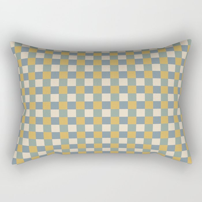 Checkered Multicolor Pattern XXVI Natural Summer Rectangular Pillow Gallery Image 2