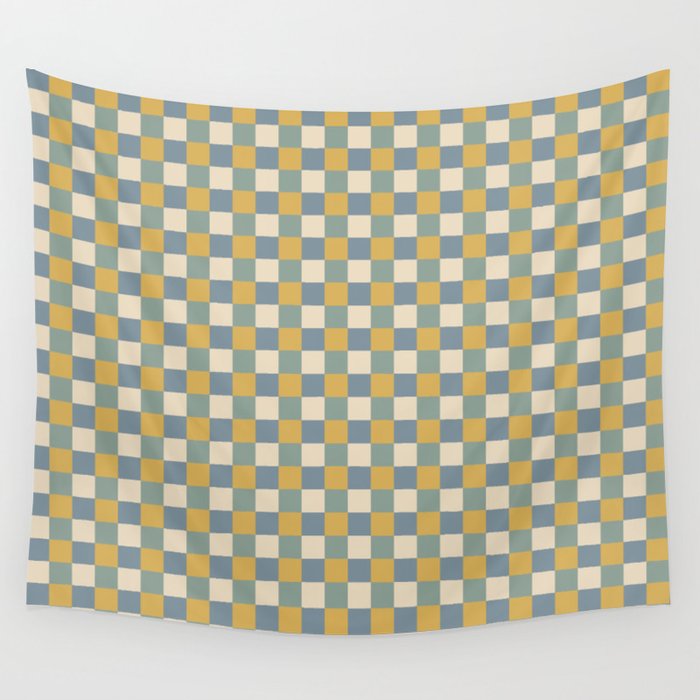 Checkered Multicolor Pattern XXVI Natural Summer Wall Tapestry Gallery Image 4