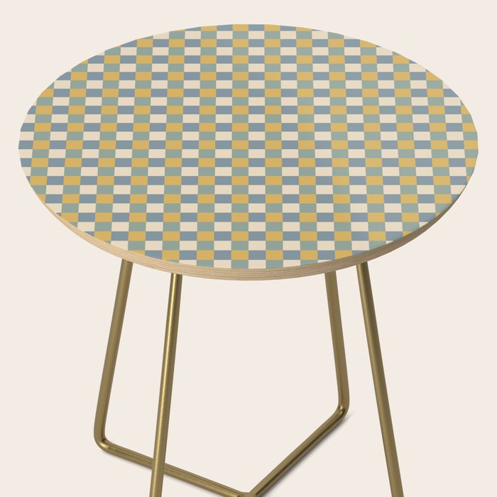 Checkered Multicolor Pattern XXVI Natural Summer Side Table Gallery Image 2