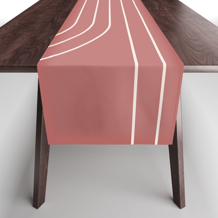 Minimal Line Curvature XXIX Rose Mid Century Modern Arch Abstract Table Runner Gallery Image 1