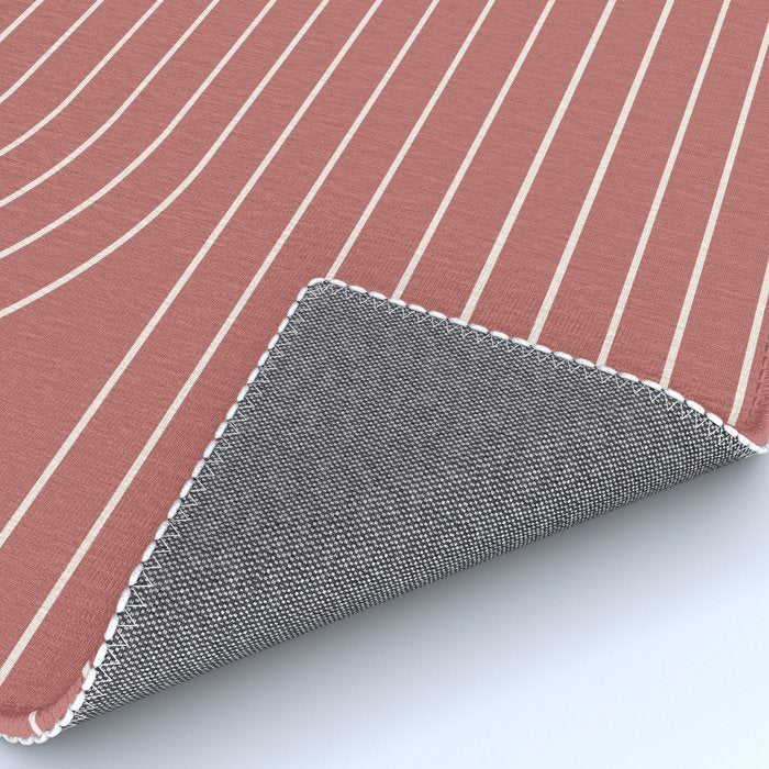 Minimal Line Curvature XXIX Rose Mid Century Modern Arch Abstract Rug Gallery Image 4