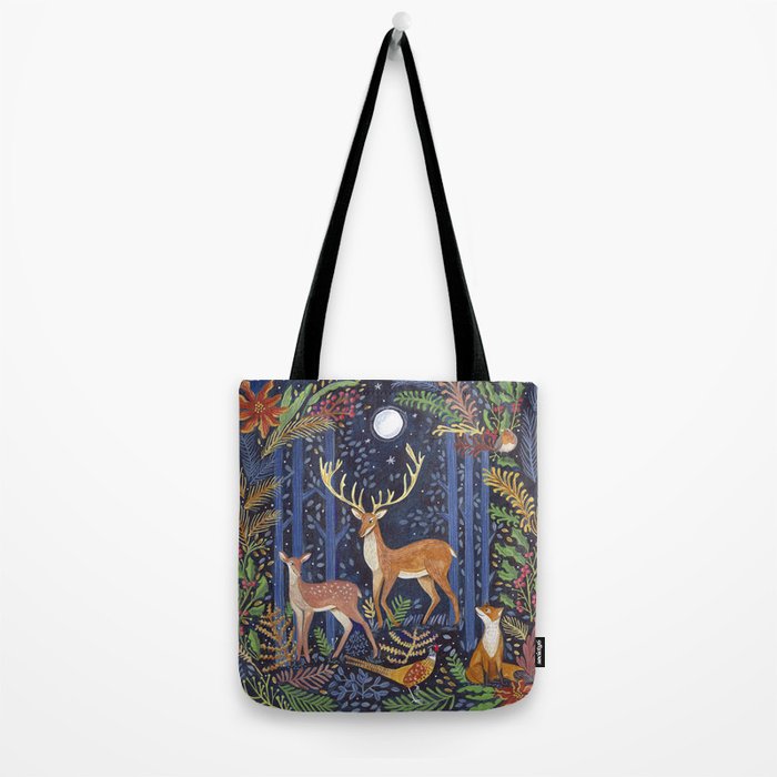 Woodland Animals in Dark Forest Tote Bag Gallery Image 2