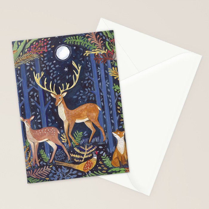 Woodland Animals in Dark Forest Stationery Card Gallery Image 2