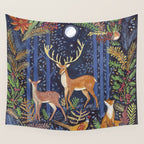 Woodland Animals in Dark Forest Wall Tapestry Gallery Image 4