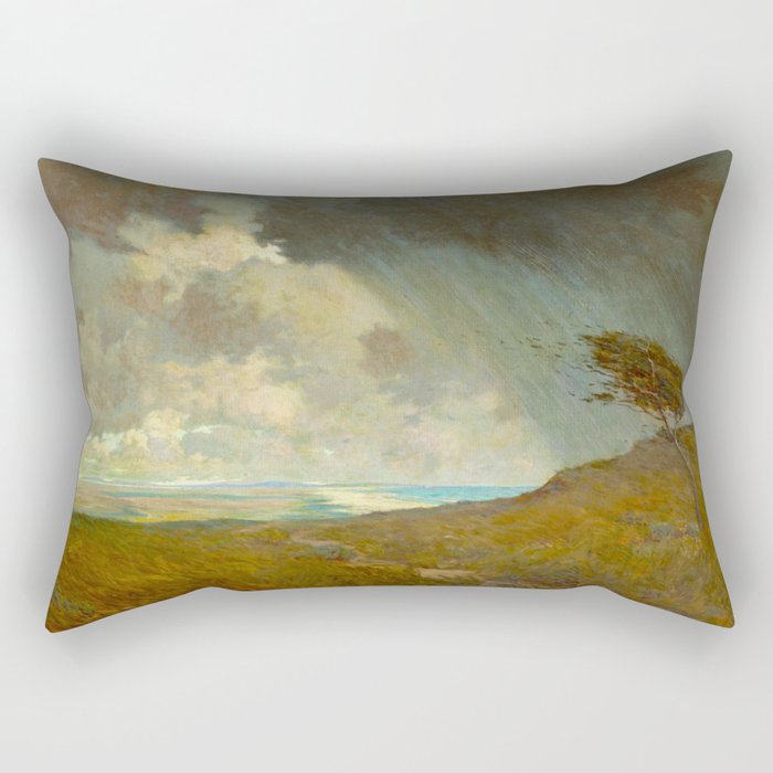 Granville Redmond - Coastal Storm Landscape Oil Painting Rectangular Pillow Gallery Image 1