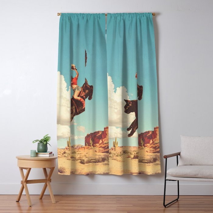 Meehaw - Rodeo Cat Cowgirl Bronc Window Curtain Gallery Image 5