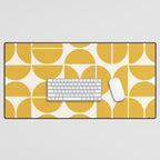 Mid Century Modern Bauhaus Pattern Yellow Desk Mat Gallery Image 1