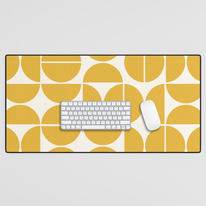 Mid Century Modern Bauhaus Pattern Yellow Desk Mat Gallery Image 1