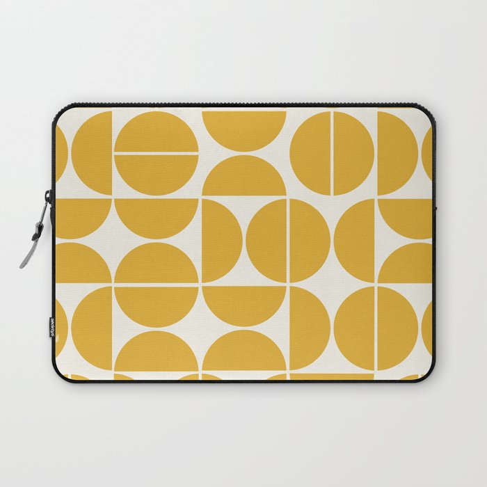 Mid Century Modern Bauhaus Pattern Yellow Laptop Sleeve Gallery Image 1
