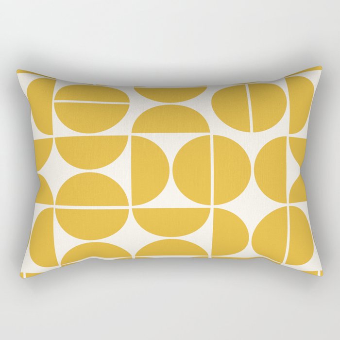 Mid Century Modern Bauhaus Pattern Yellow Rectangular Pillow Gallery Image 2