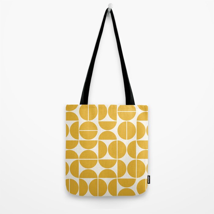 Mid Century Modern Bauhaus Pattern Yellow Tote Bag Gallery Image 2