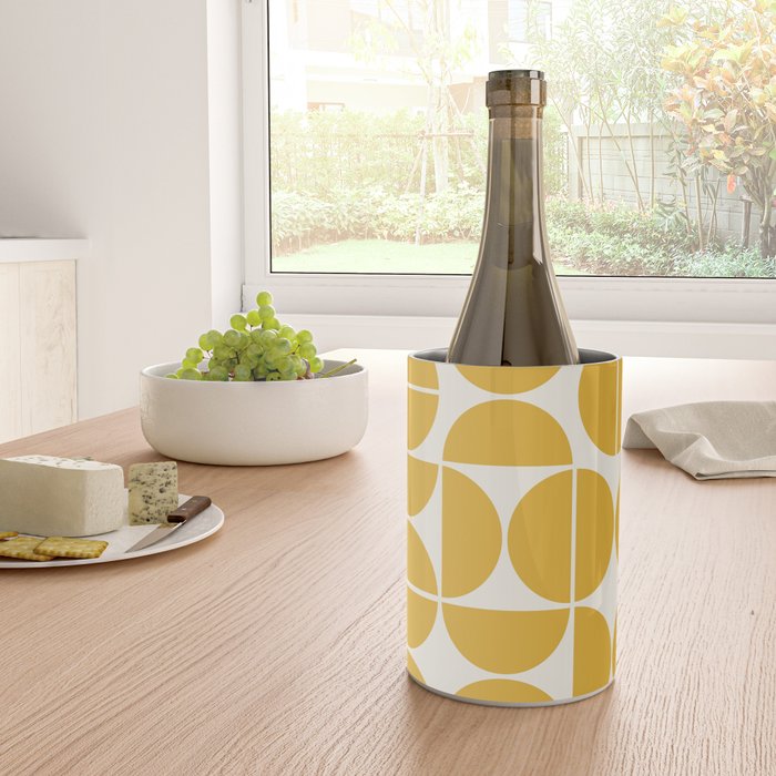 Mid Century Modern Bauhaus Pattern Yellow Wine Chiller Gallery Image 4