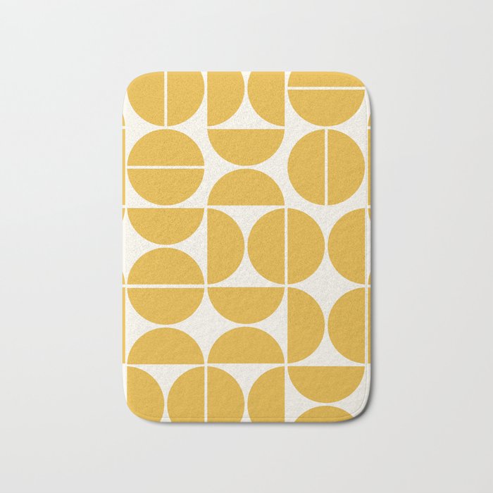 Mid Century Modern Bauhaus Pattern Yellow Bath Mat Gallery Image 1