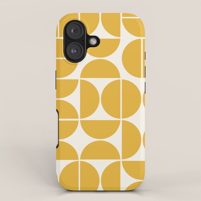 Mid Century Modern Bauhaus Pattern Yellow iPhone Case Gallery Image 1