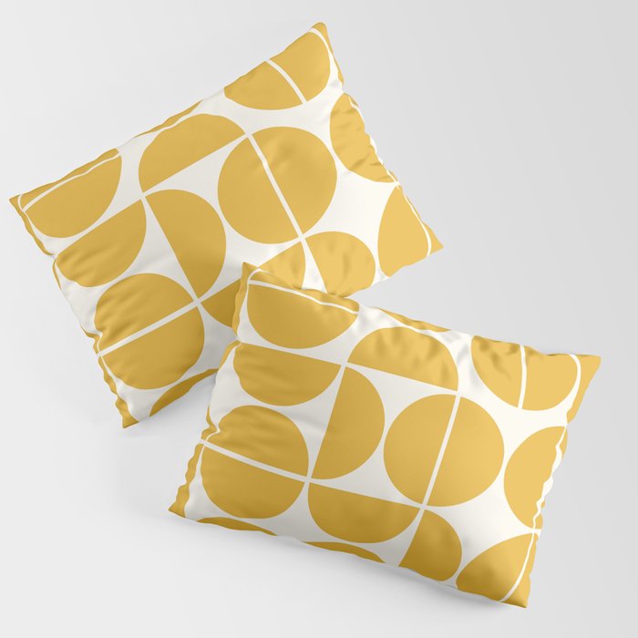 Mid Century Modern Bauhaus Pattern Yellow Pillow Sham Gallery Image 3