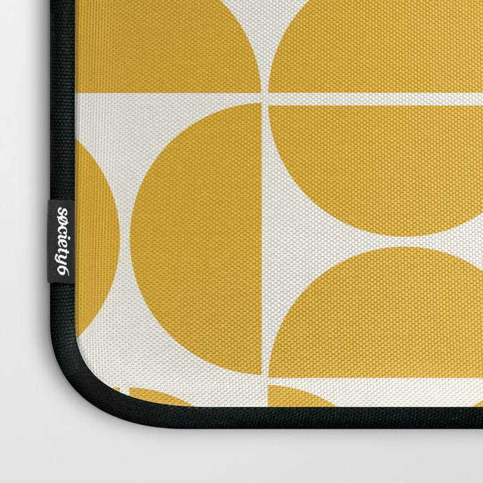 Mid Century Modern Bauhaus Pattern Yellow Laptop Sleeve Gallery Image 3