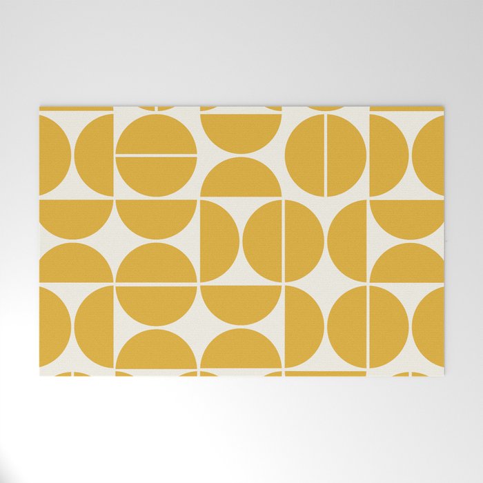 Mid Century Modern Bauhaus Pattern Yellow Welcome Mat Gallery Image 1