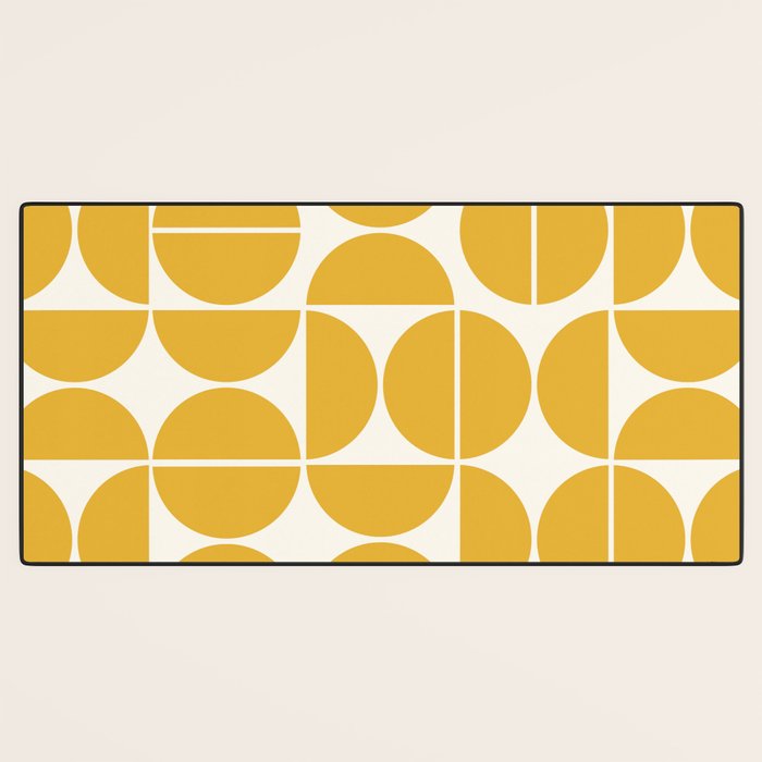 Mid Century Modern Bauhaus Pattern Yellow Desk Mat Gallery Image 3