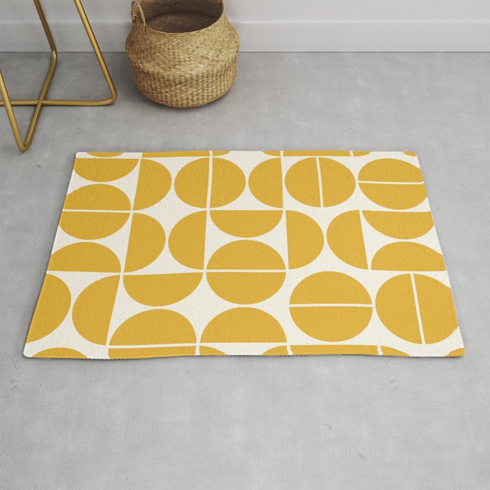 Mid Century Modern Bauhaus Pattern Yellow Rug Gallery Image 1