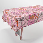 Pink Bow Print Tablecloth Gallery Image 1