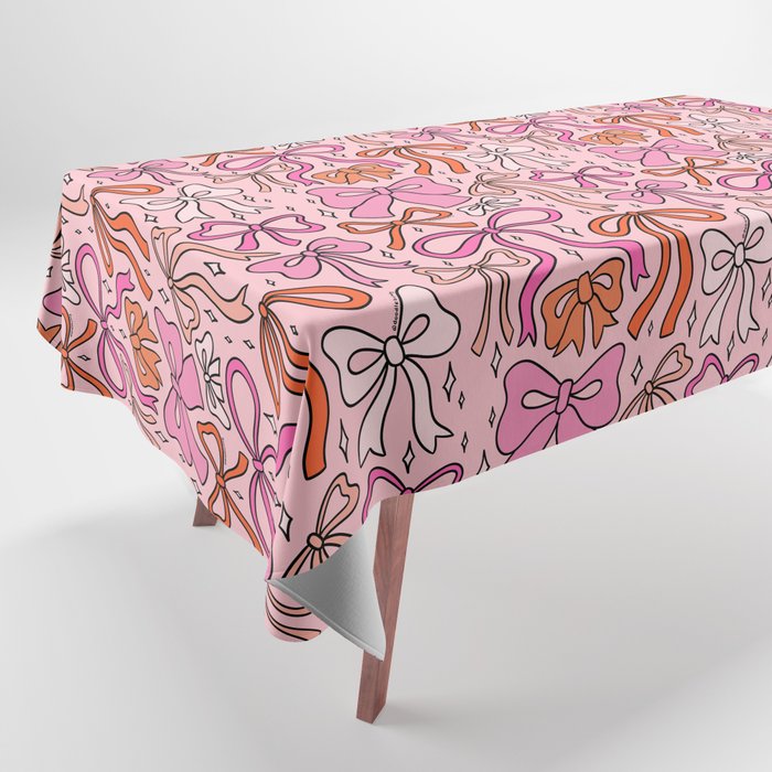 Pink Bow Print Tablecloth Gallery Image 1
