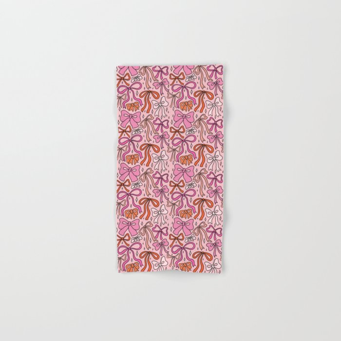 Pink Bow Print Bath Towel Gallery Image 1