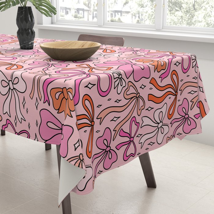 Pink Bow Print Tablecloth Gallery Image 3