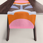 HELLO BOLD RETRO DAISY FLOWERS PATTERN IN BLOOM 3. BROWN Table Runner Gallery Image 1